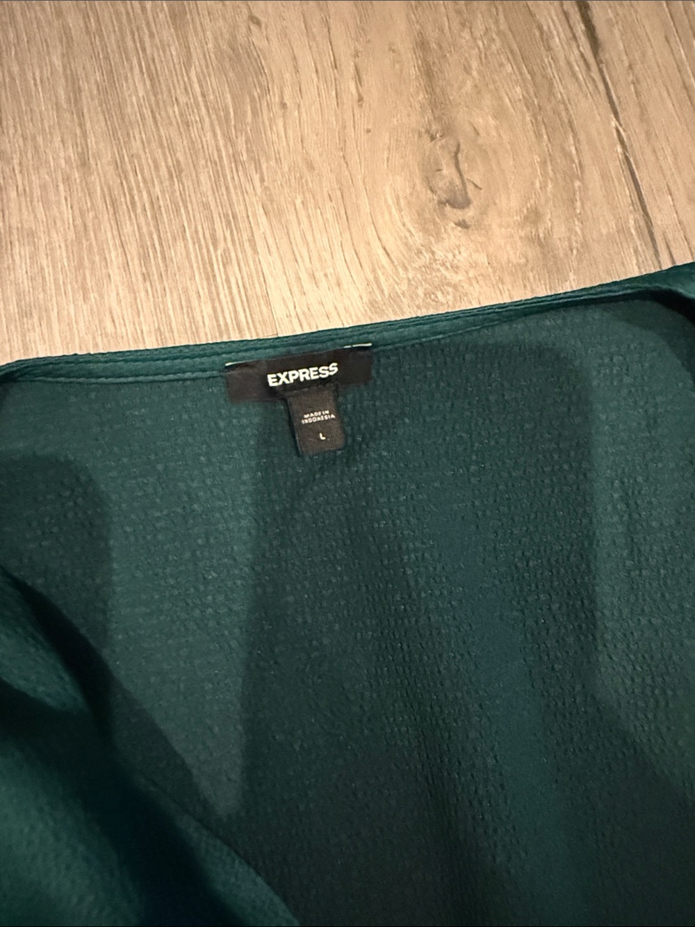 Express Deep Teal V-Neck Balloon Sleeve Blouse - Picture 2 of 2